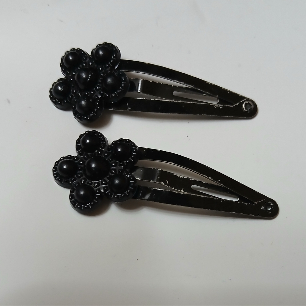 Black Flower Hair Clips- Set Of 2